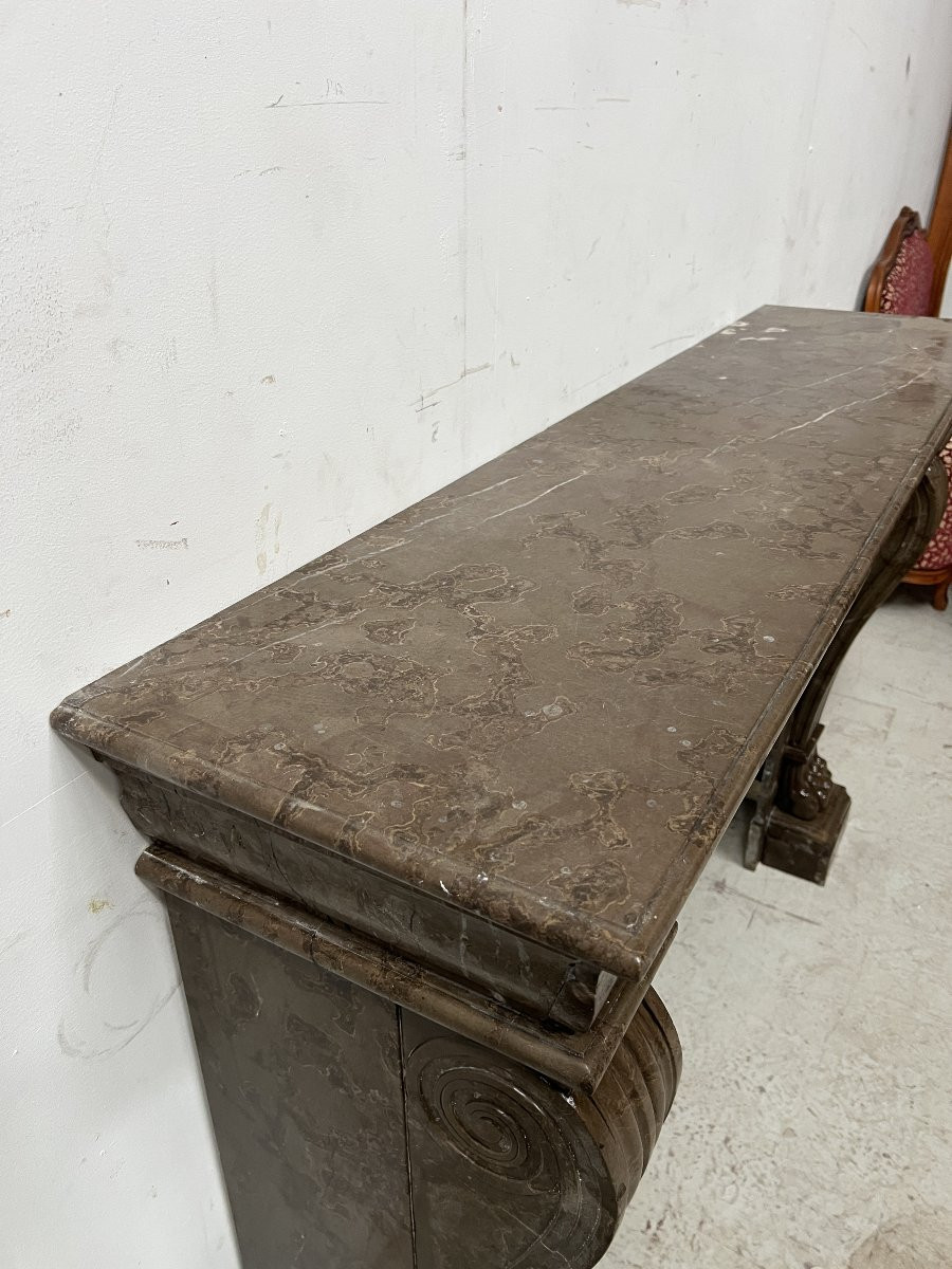 Napoleon III Fireplace With Claw Feet In Speckled Marble, 19th Century-photo-4