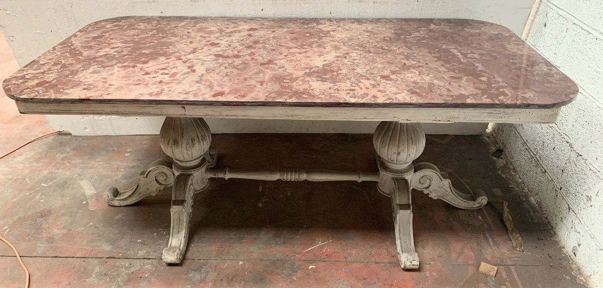 Louis Philippe Table With Marble Top, 20th Century-photo-6