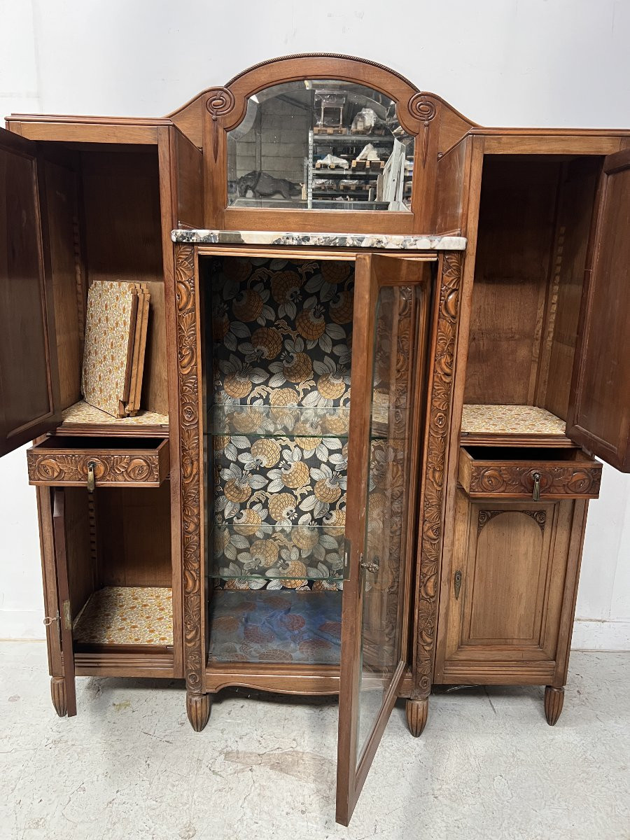 20th Century Art Deco Period Sideboard In Solid Walnut-photo-2