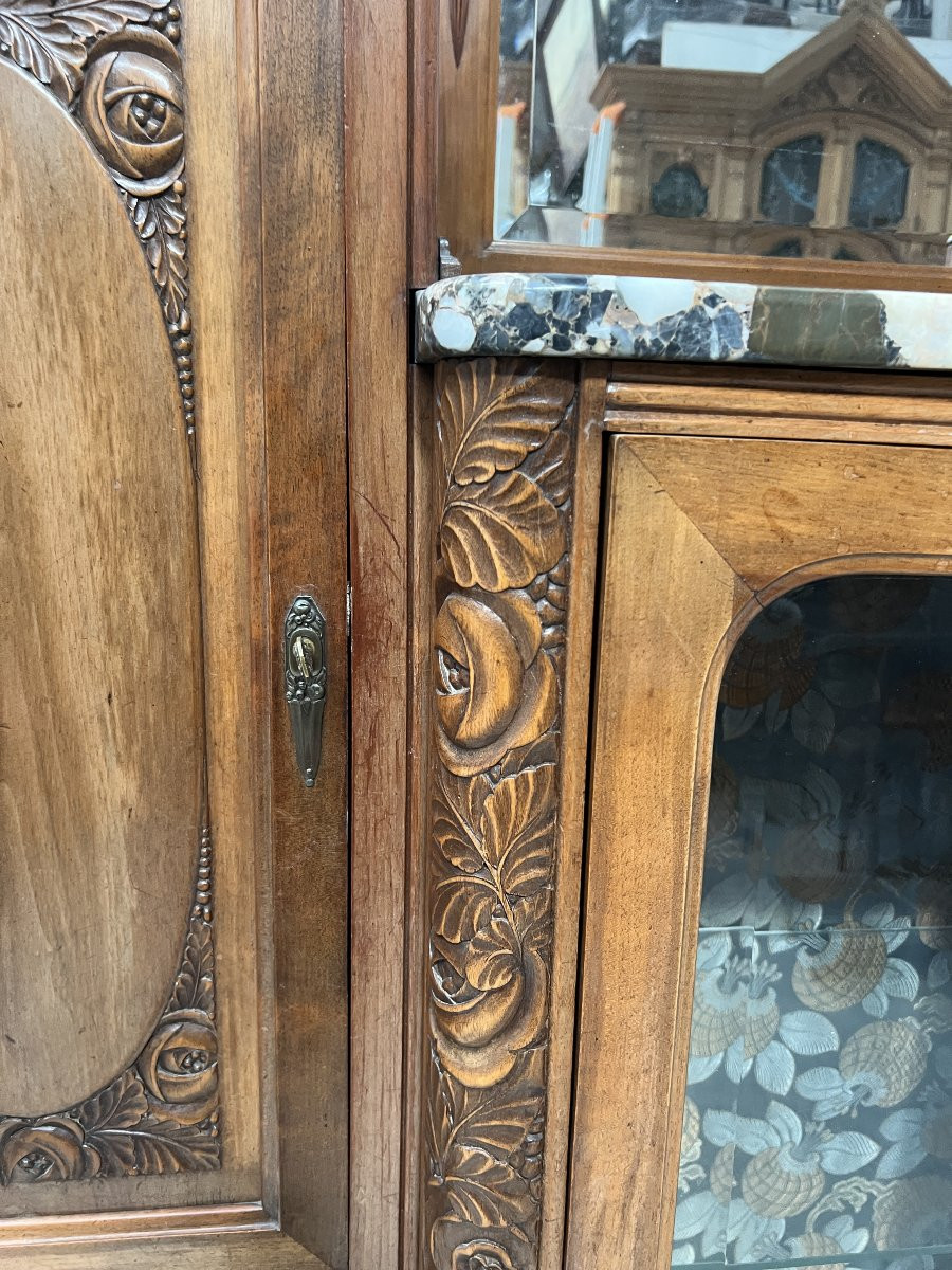 20th Century Art Deco Period Sideboard In Solid Walnut-photo-7