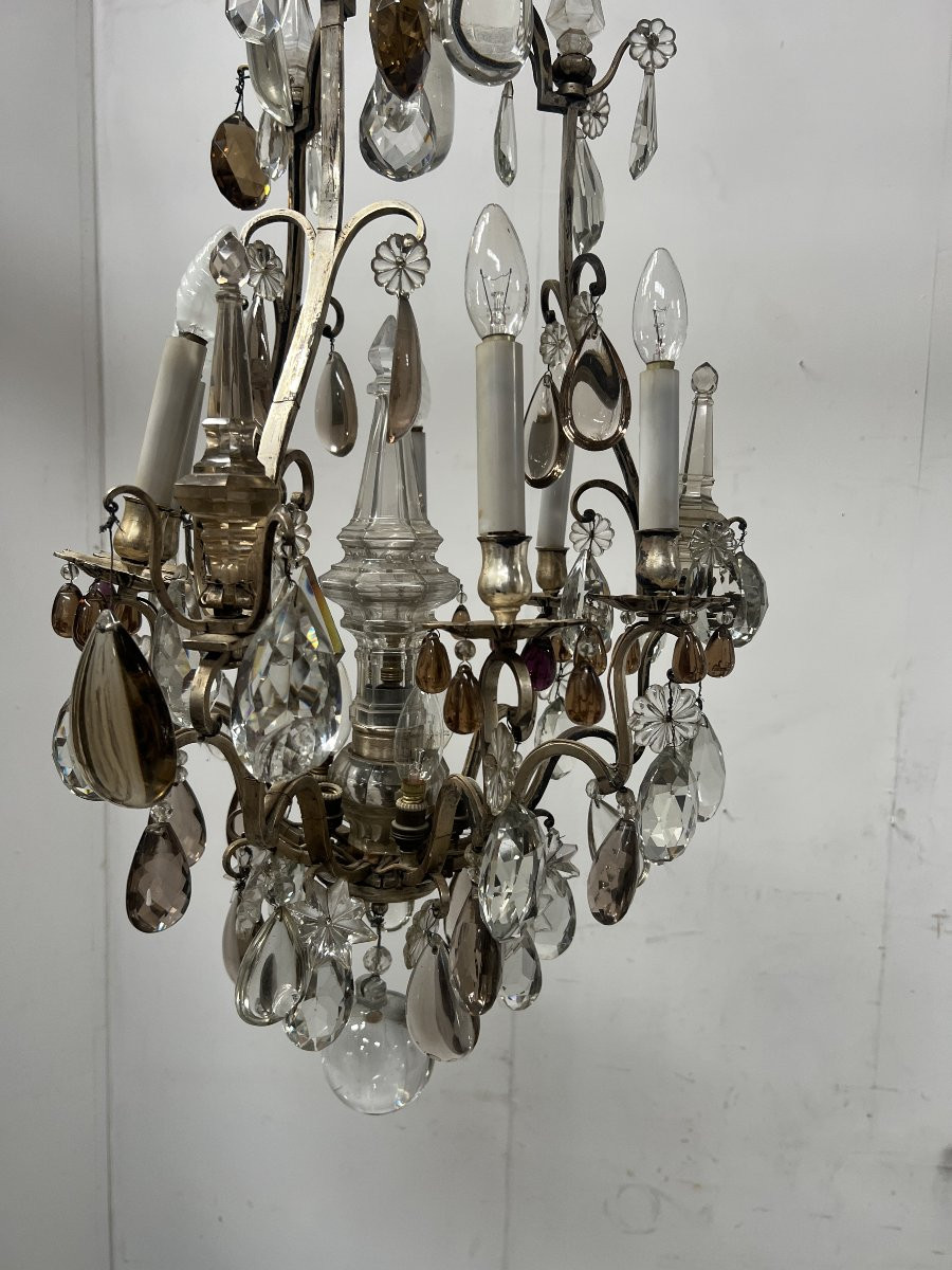 Louis XV Style Cage Chandelier With Pendants Late 19th Century-photo-2
