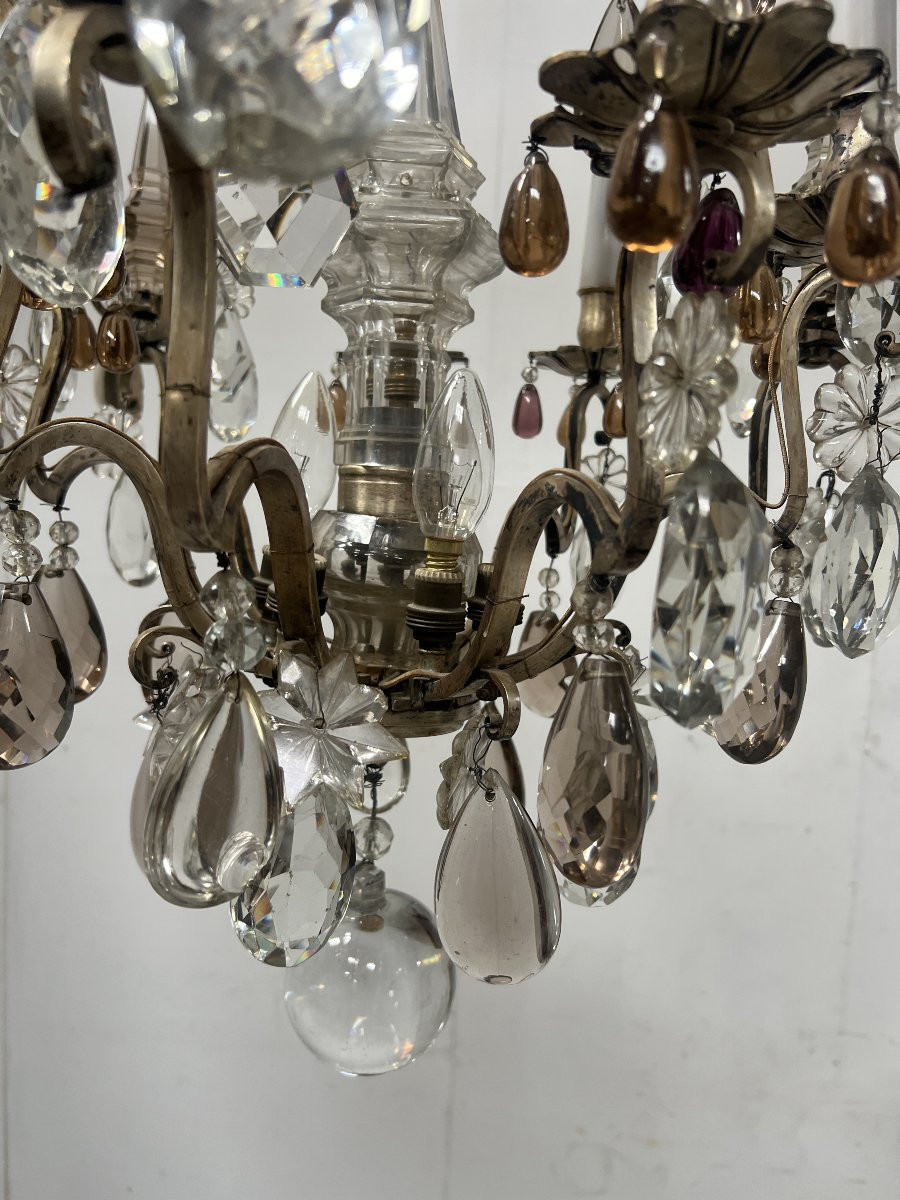 Louis XV Style Cage Chandelier With Pendants Late 19th Century-photo-3