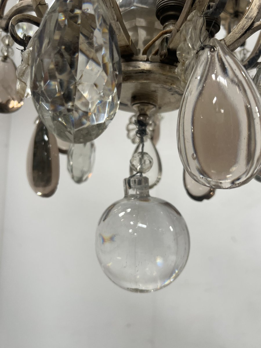Louis XV Style Cage Chandelier With Pendants Late 19th Century-photo-4