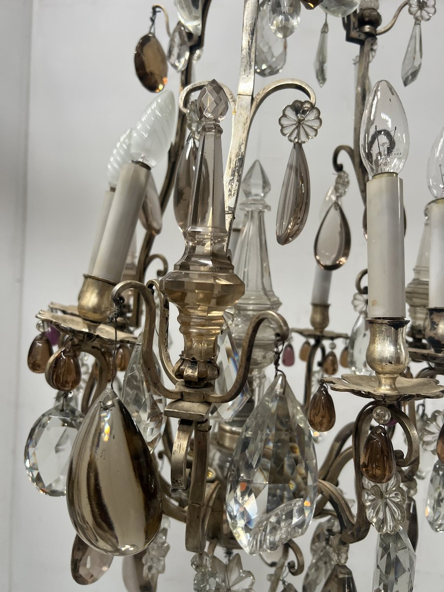 Louis XV Style Cage Chandelier With Pendants Late 19th Century-photo-8