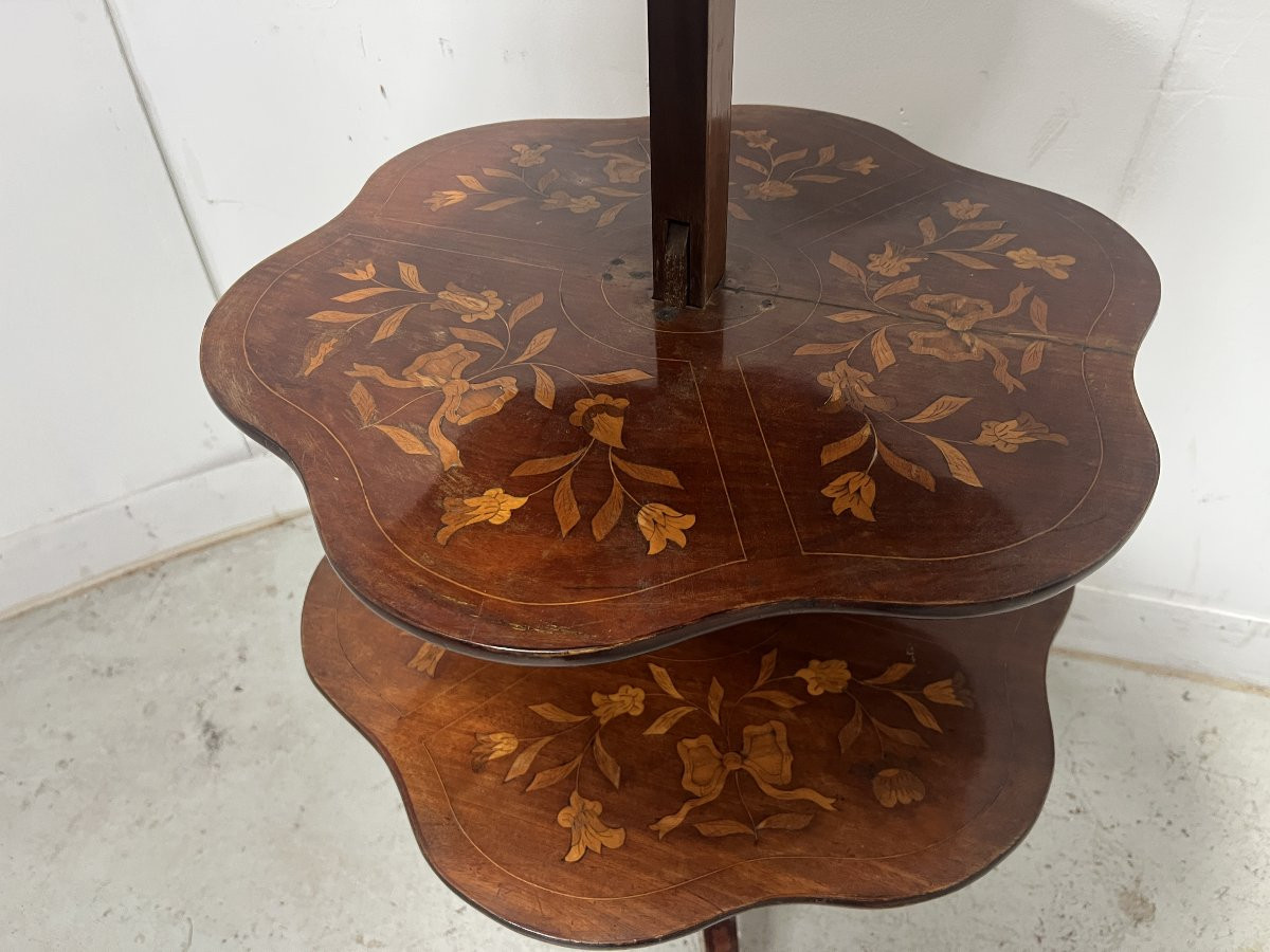 Serviteur muet a trois plateaux marquetés XIX siècle-photo-3