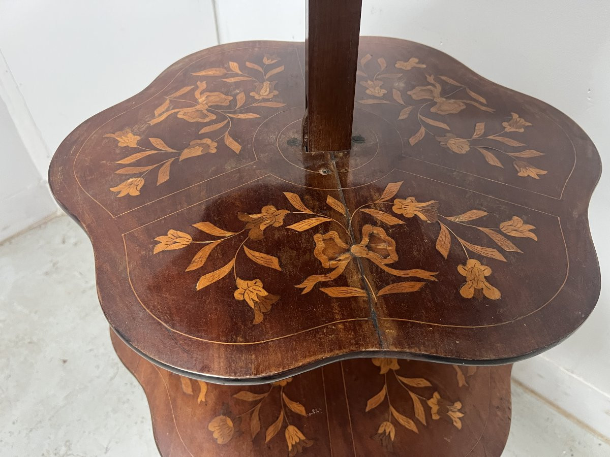 Serviteur muet a trois plateaux marquetés XIX siècle-photo-1