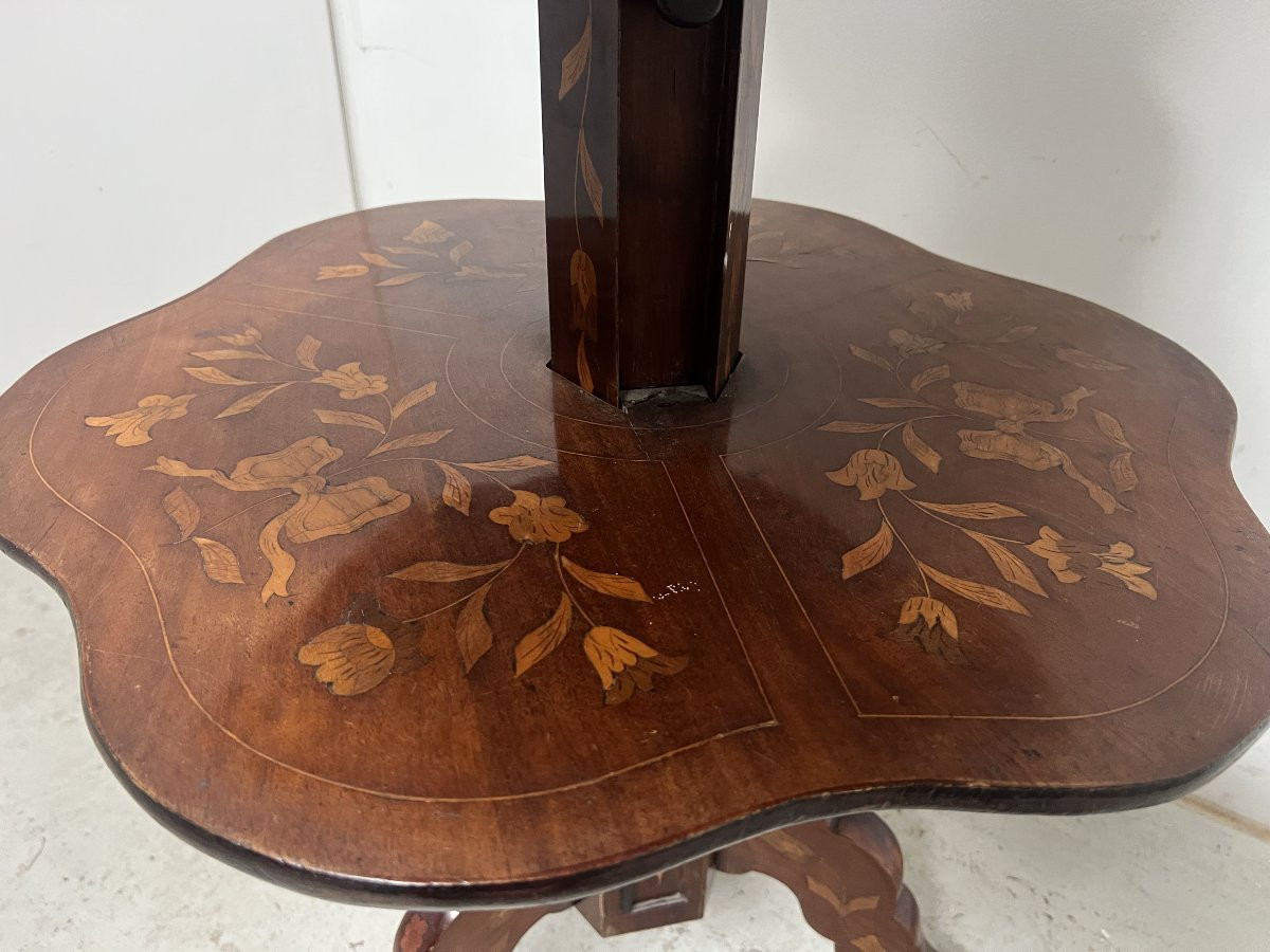 Serviteur muet a trois plateaux marquetés XIX siècle-photo-2