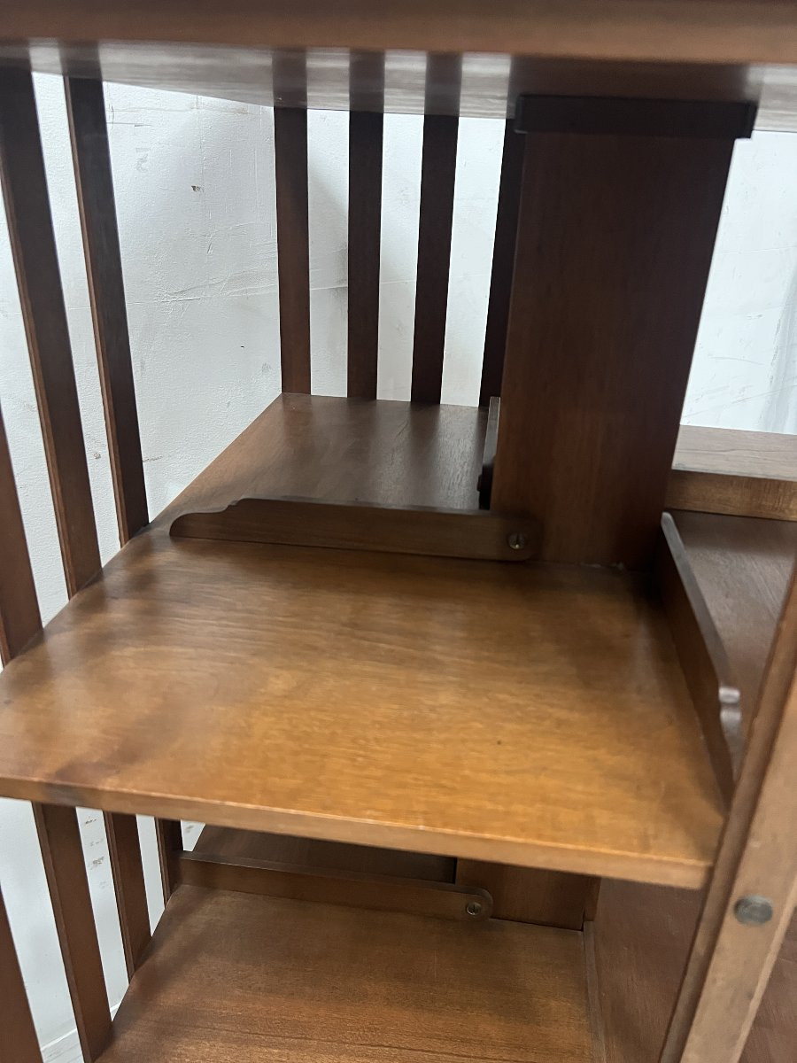 Bibliothèque tournante en noyer massif XX siècle-photo-4