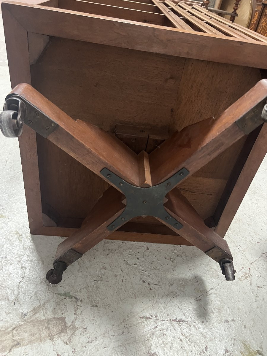 Bibliothèque tournante en noyer massif XX siècle-photo-8