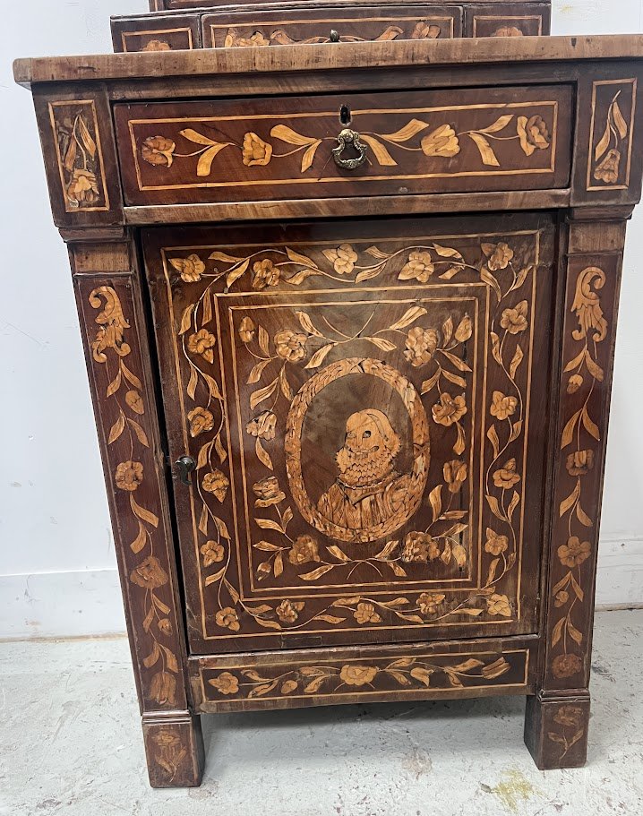 Meuble coiffeuse en marquèterie Hollandaise XIX siècle-photo-2