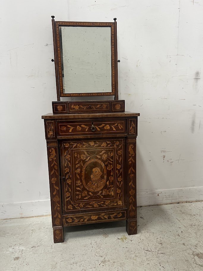 Meuble coiffeuse en marquèterie Hollandaise XIX siècle-photo-3