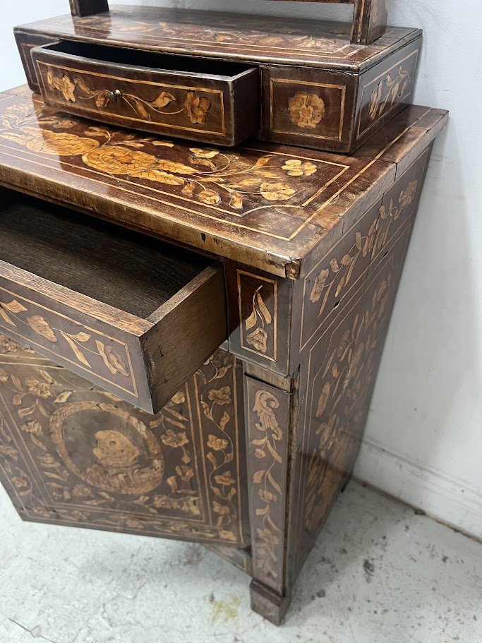 Meuble coiffeuse en marquèterie Hollandaise XIX siècle-photo-2