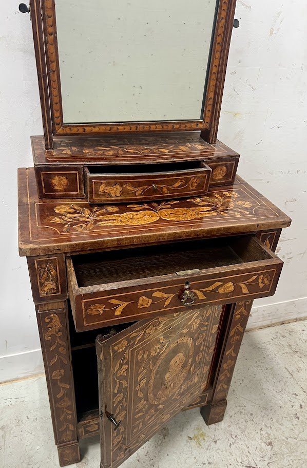 Meuble coiffeuse en marquèterie Hollandaise XIX siècle-photo-7