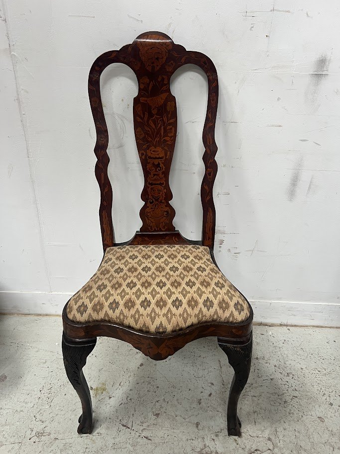 Suite Of Eight Dutch Chairs In Inlaid Wood 19th Century-photo-4