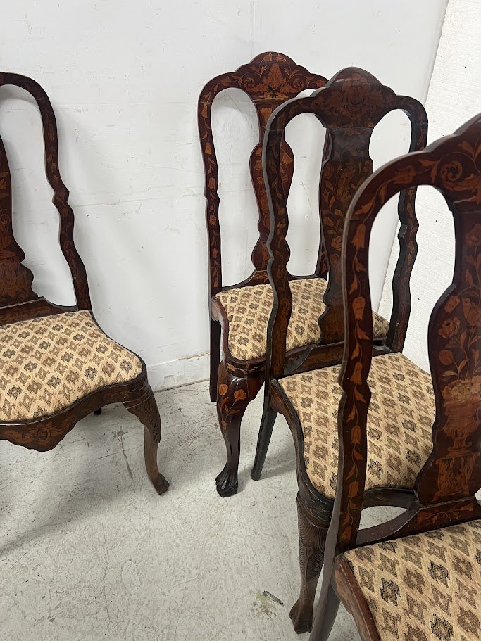 Suite Of Eight Dutch Chairs In Inlaid Wood 19th Century-photo-3