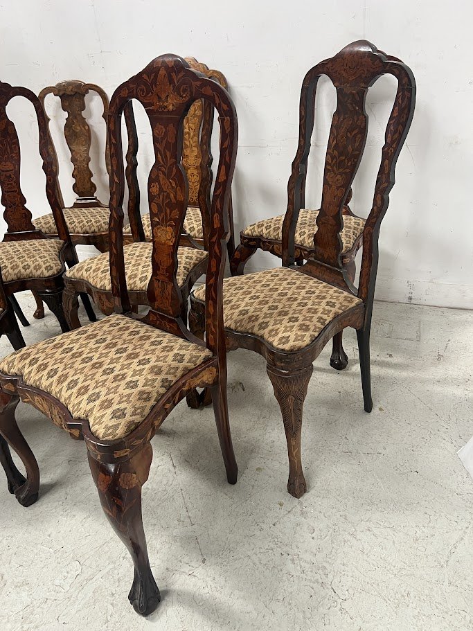 Suite Of Eight Dutch Chairs In Inlaid Wood 19th Century-photo-8