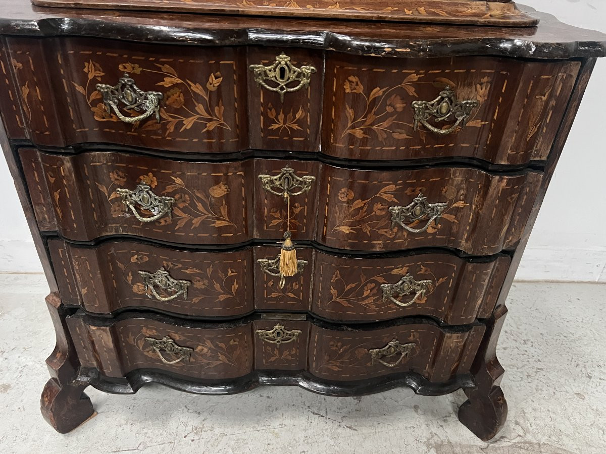 Dutch Inlaid Wood Display Case In Two Parts From The 19th Century-photo-2