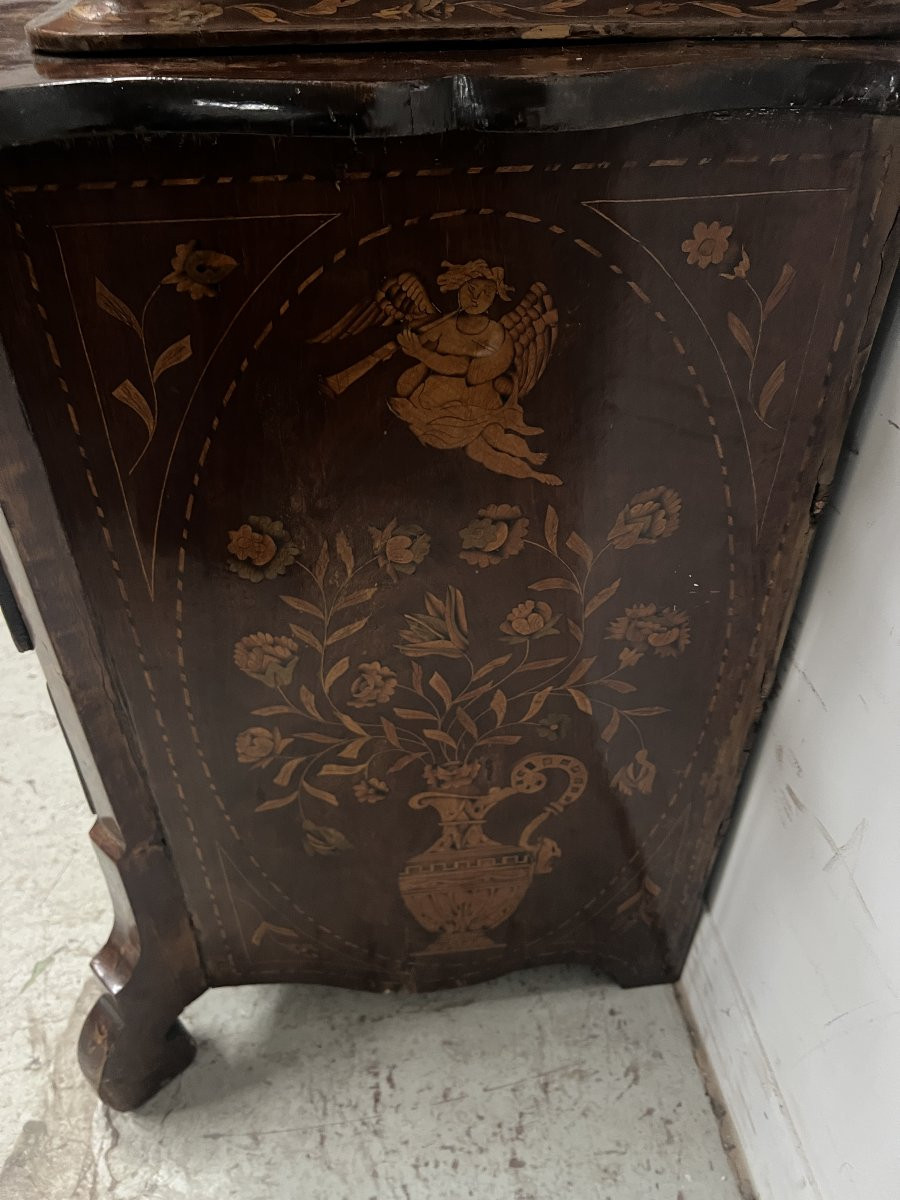 Dutch Inlaid Wood Display Case In Two Parts From The 19th Century-photo-4