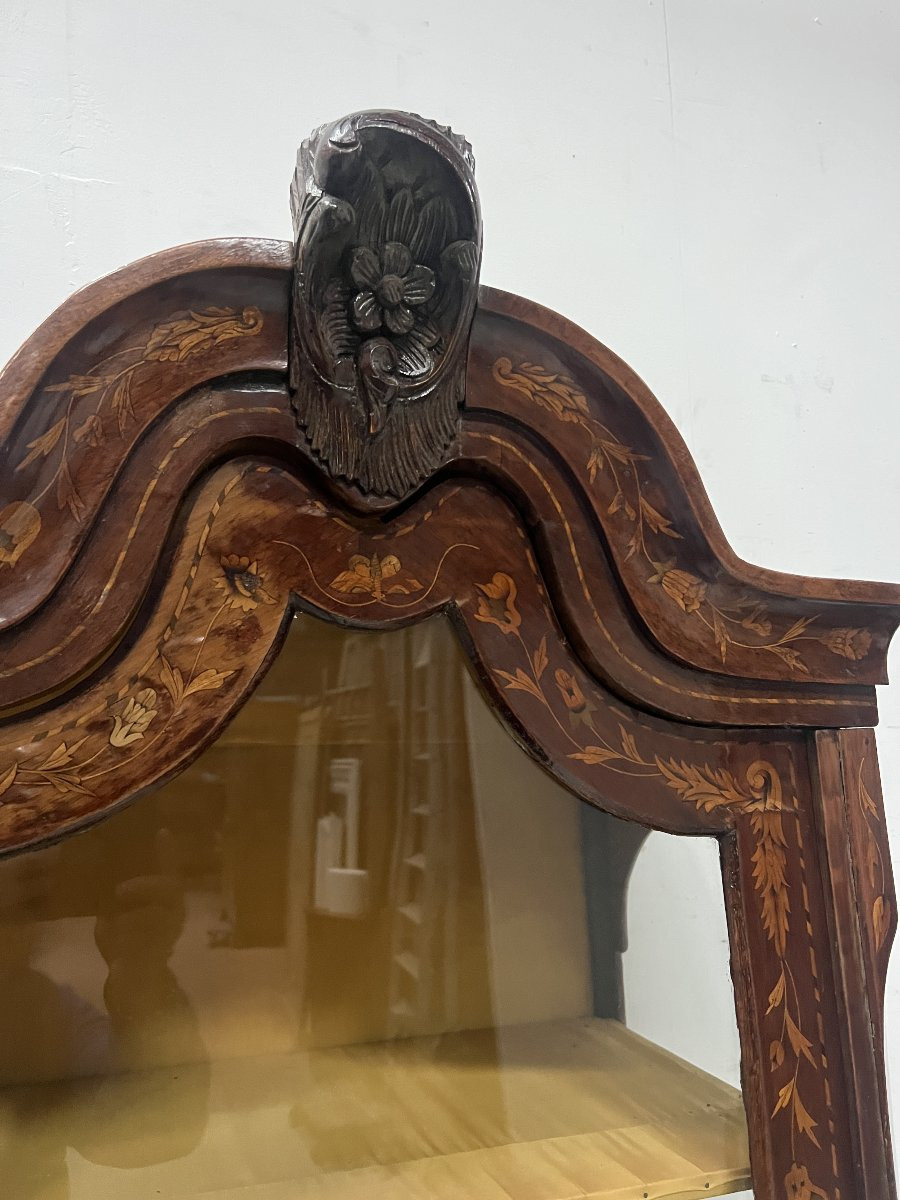 Dutch Inlaid Wood Display Case In Two Parts From The 19th Century-photo-8