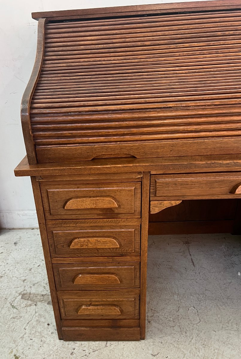 Bureau Américain en chene massif XX siècle-photo-3