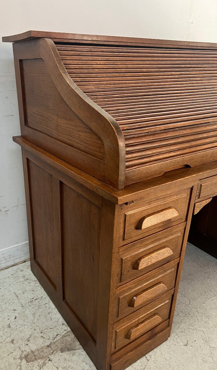 Bureau Américain en chene massif XX siècle-photo-2