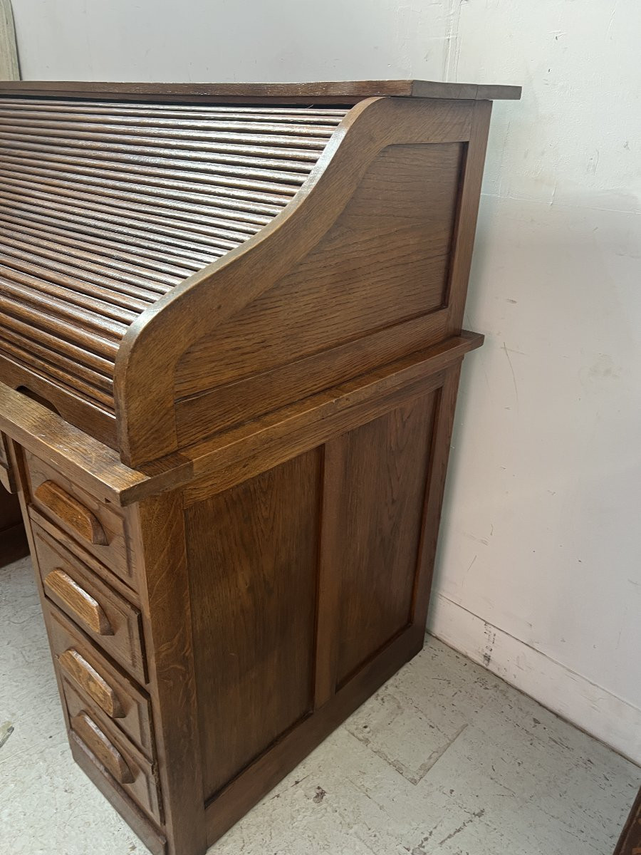 Bureau Américain en chene massif XX siècle-photo-3