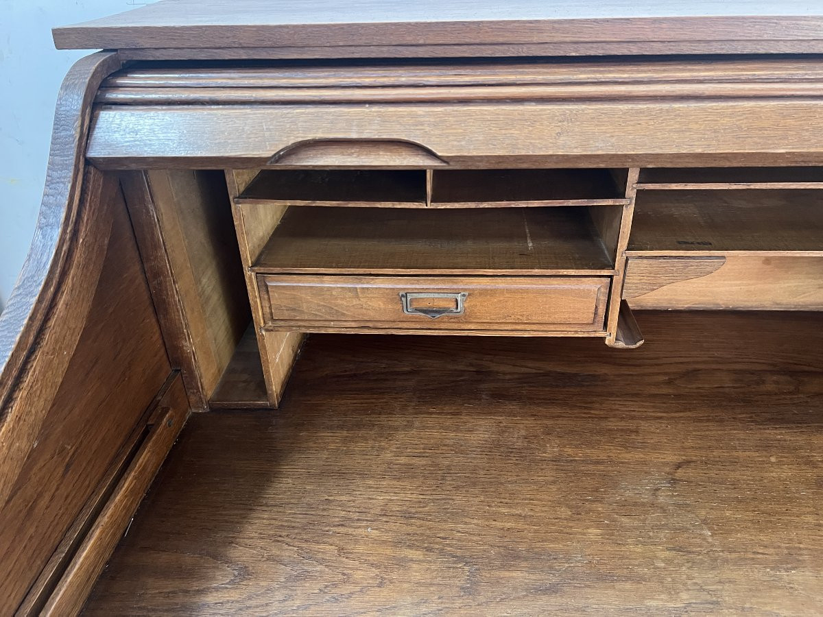 Bureau Américain en chene massif XX siècle-photo-5
