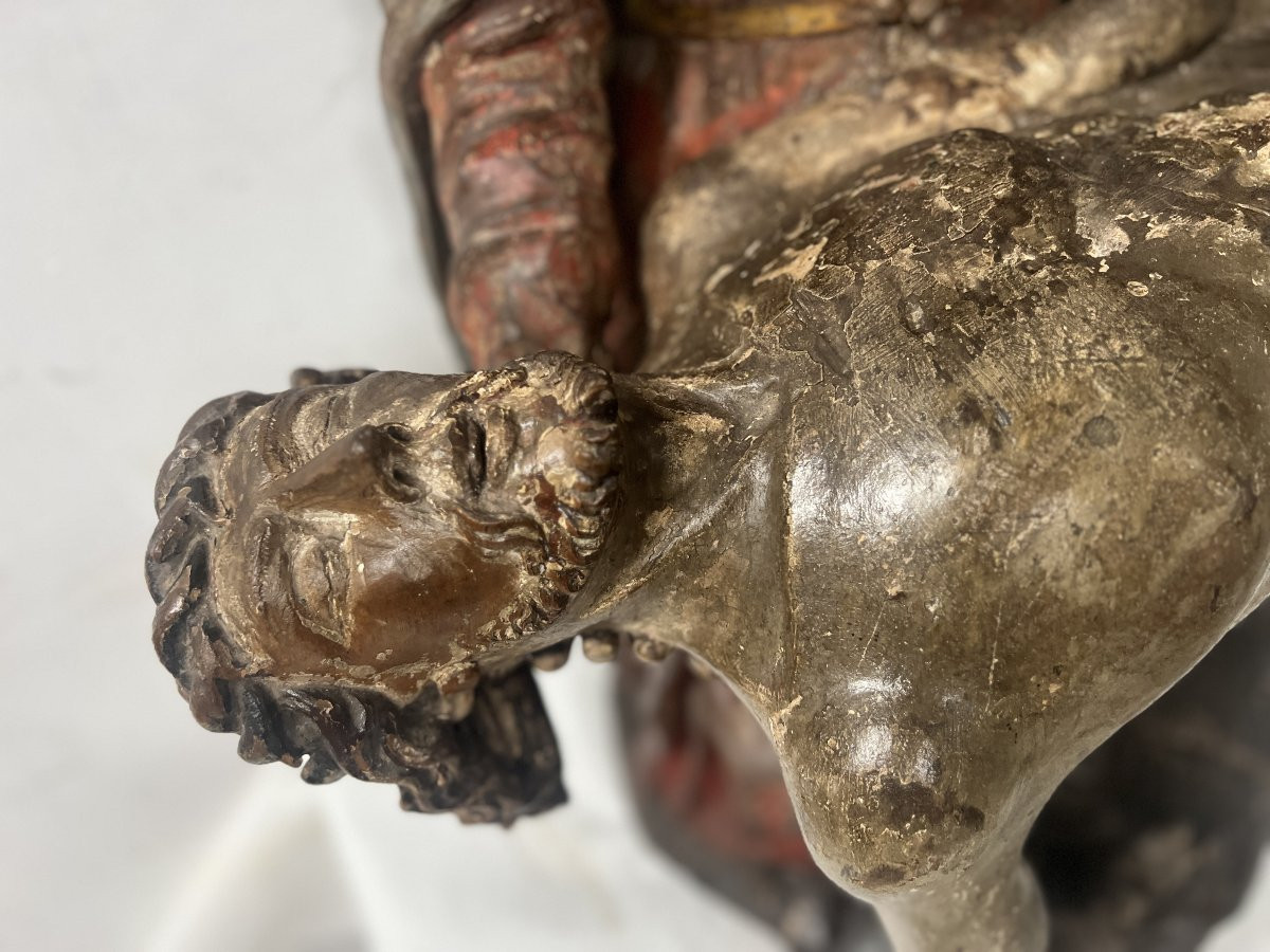 "La Piéta " Vierge de la Pitié en bois sculpté polychromé XVI iéme siècle-photo-4