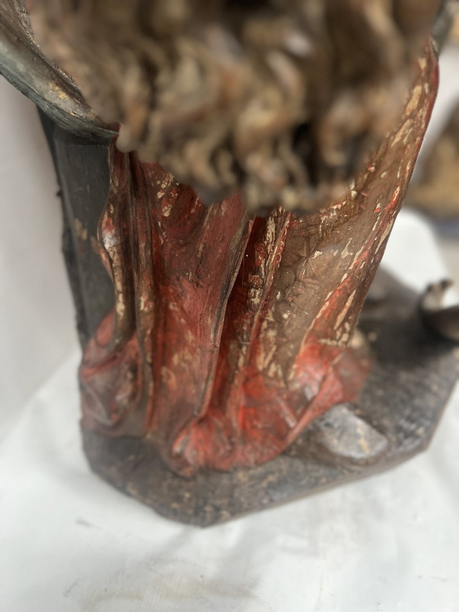 "La Piéta " Vierge de la Pitié en bois sculpté polychromé XVI iéme siècle-photo-6