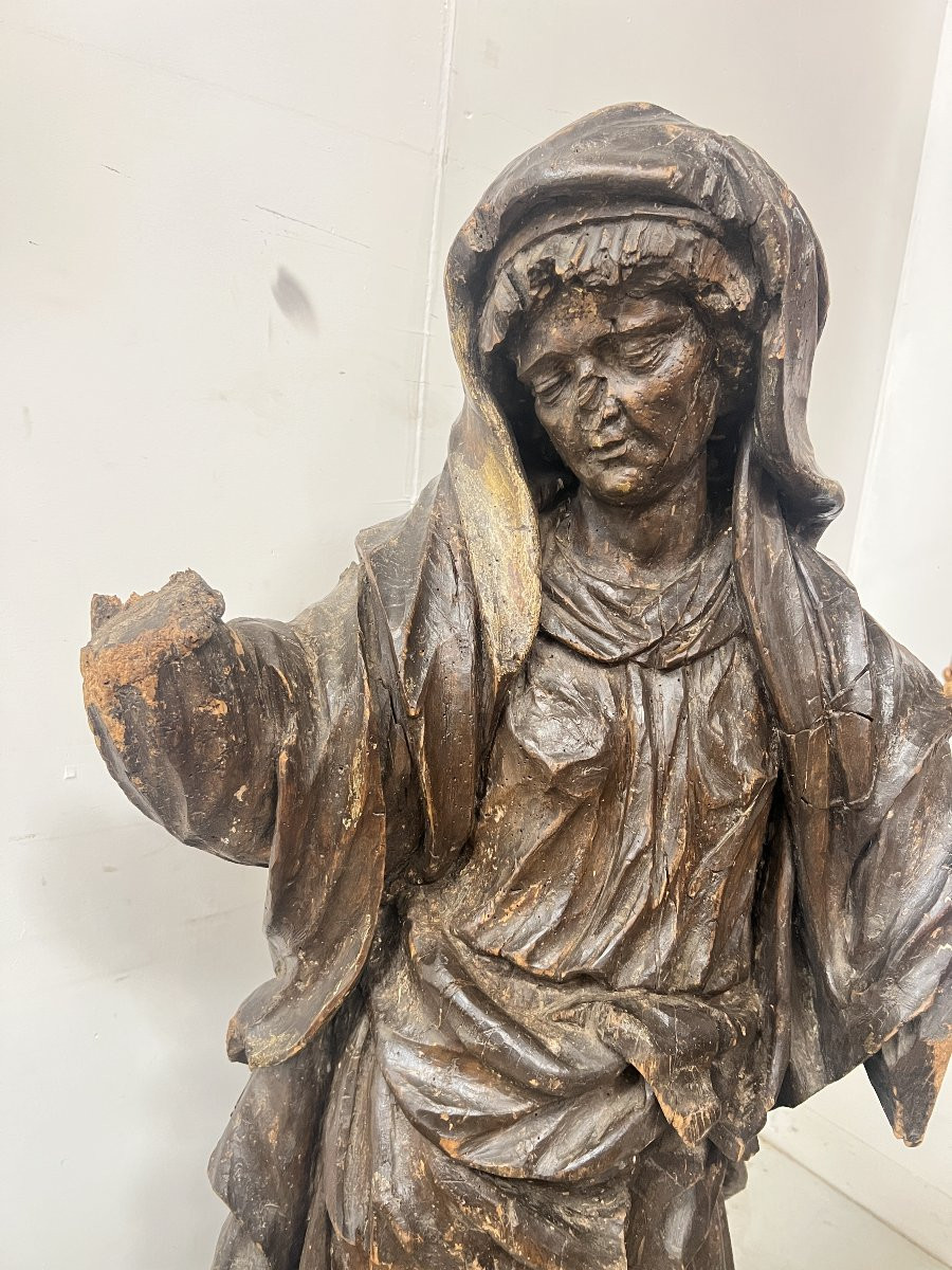 Saint Anne In Carved And Polychromed Wood XVI Century-photo-2
