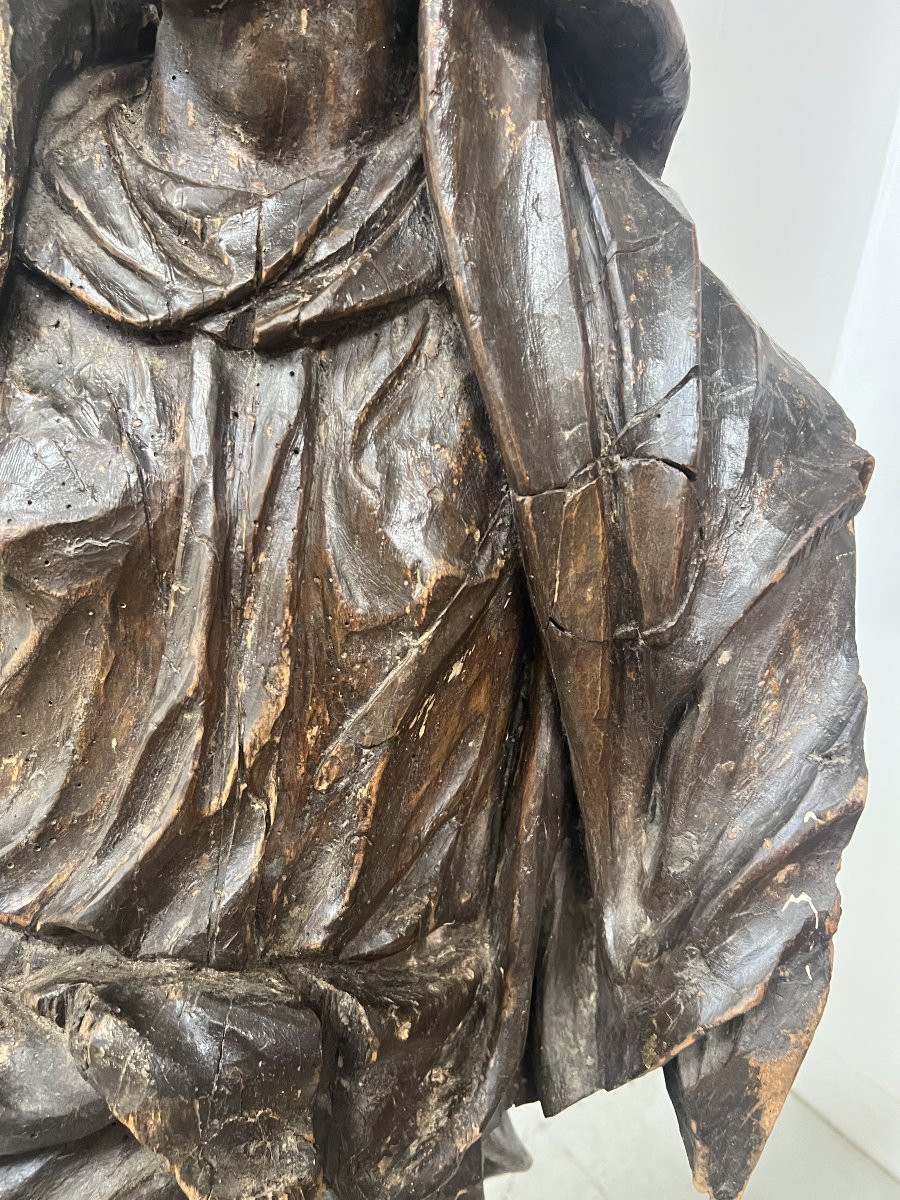 Saint Anne In Carved And Polychromed Wood XVI Century-photo-3