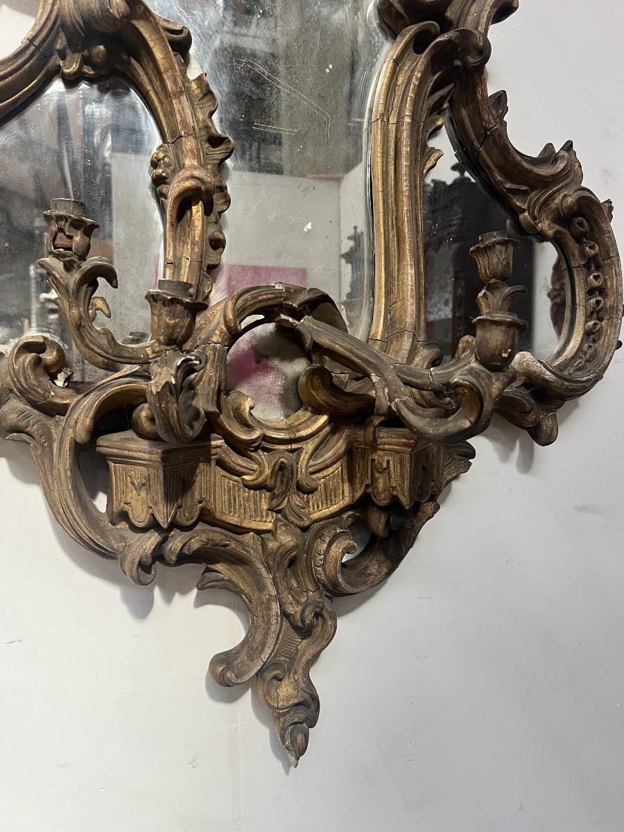 Miroir a parecloses orné d'ne applique a quatre lumières XIX siècle-photo-3