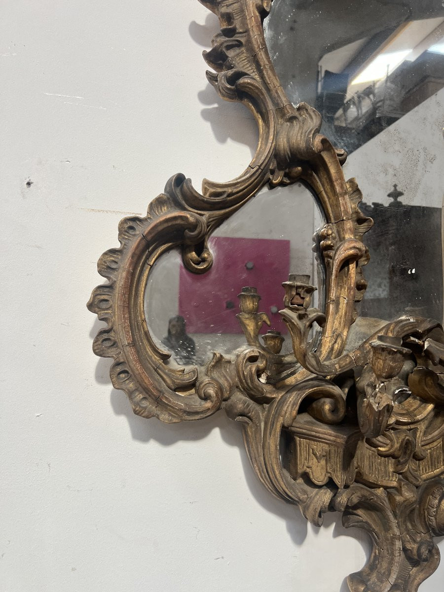 Miroir a parecloses orné d'ne applique a quatre lumières XIX siècle-photo-4