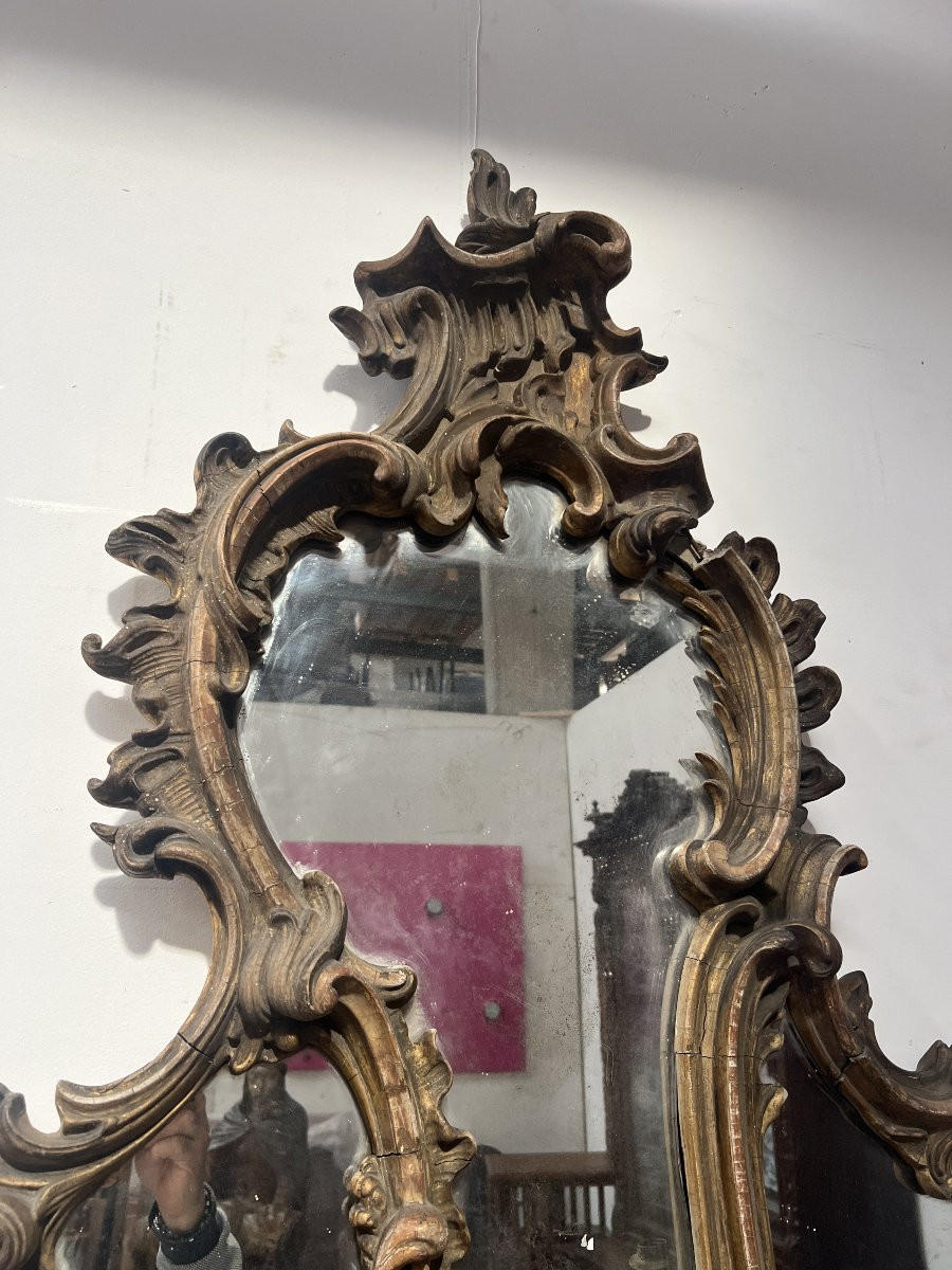 Miroir a parecloses orné d'ne applique a quatre lumières XIX siècle-photo-4