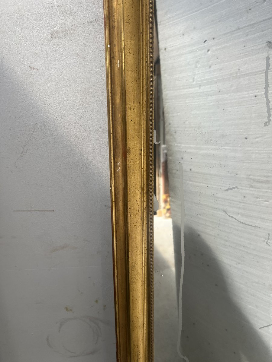 Miroir doré de style Rocaille en bois et stuc doré XIX siècle-photo-5