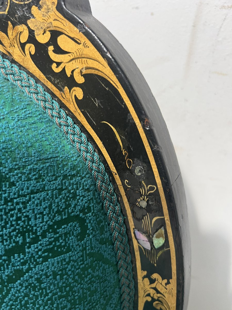 Paire de chaises Napoléon III en bois noir nacré XIX siècl-photo-1