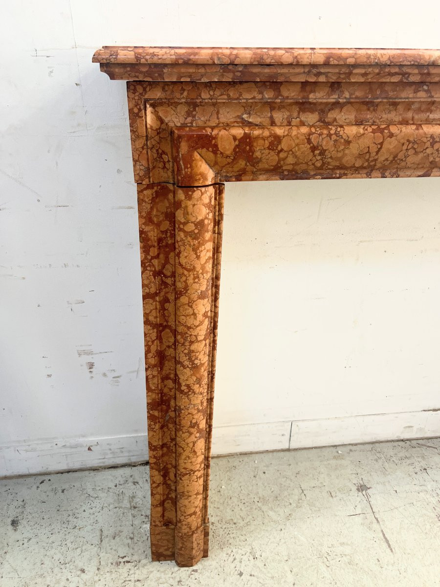 Louis XIV Style Mantel In Speckled Breche Marble XIX Century-photo-2
