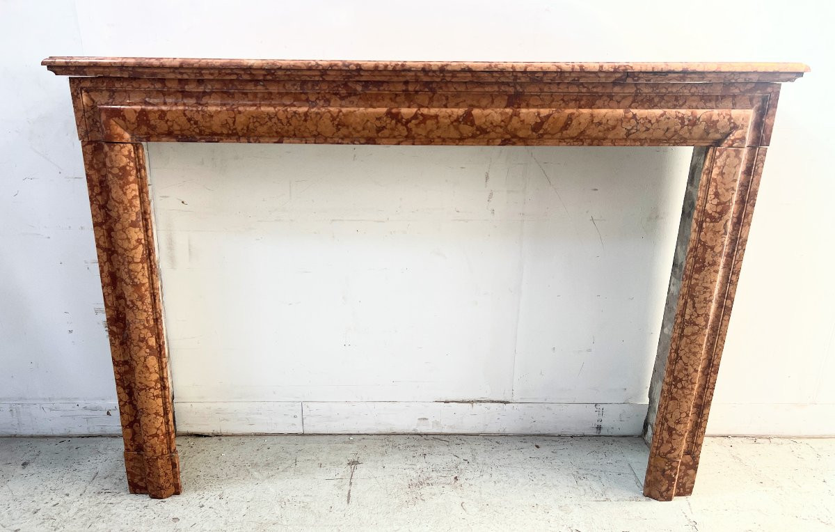 Louis XIV Style Mantel In Speckled Breche Marble XIX Century-photo-6