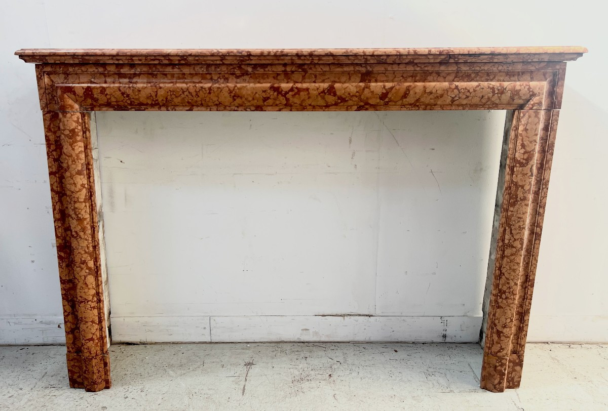 Louis XIV Style Mantel In Speckled Breche Marble XIX Century