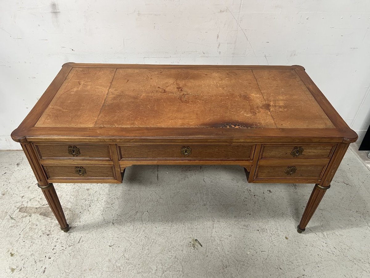 Bureau de style Louis XVI en bois de noyer Fin du XIX siècle-photo-8