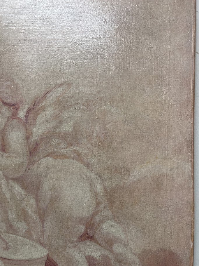 Paire d'huile sur toile a décor de putti XIX siècle-photo-7