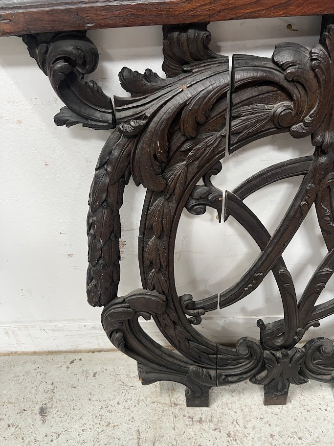 Architectural Element In Carved Oak Monogrammed 18th Century-photo-2