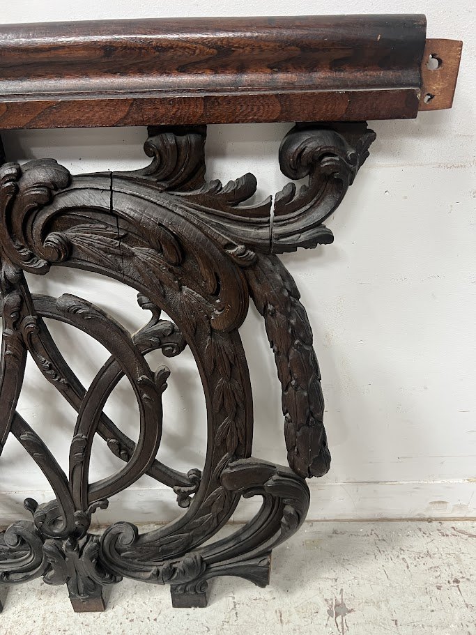 Architectural Element In Carved Oak Monogrammed 18th Century-photo-4