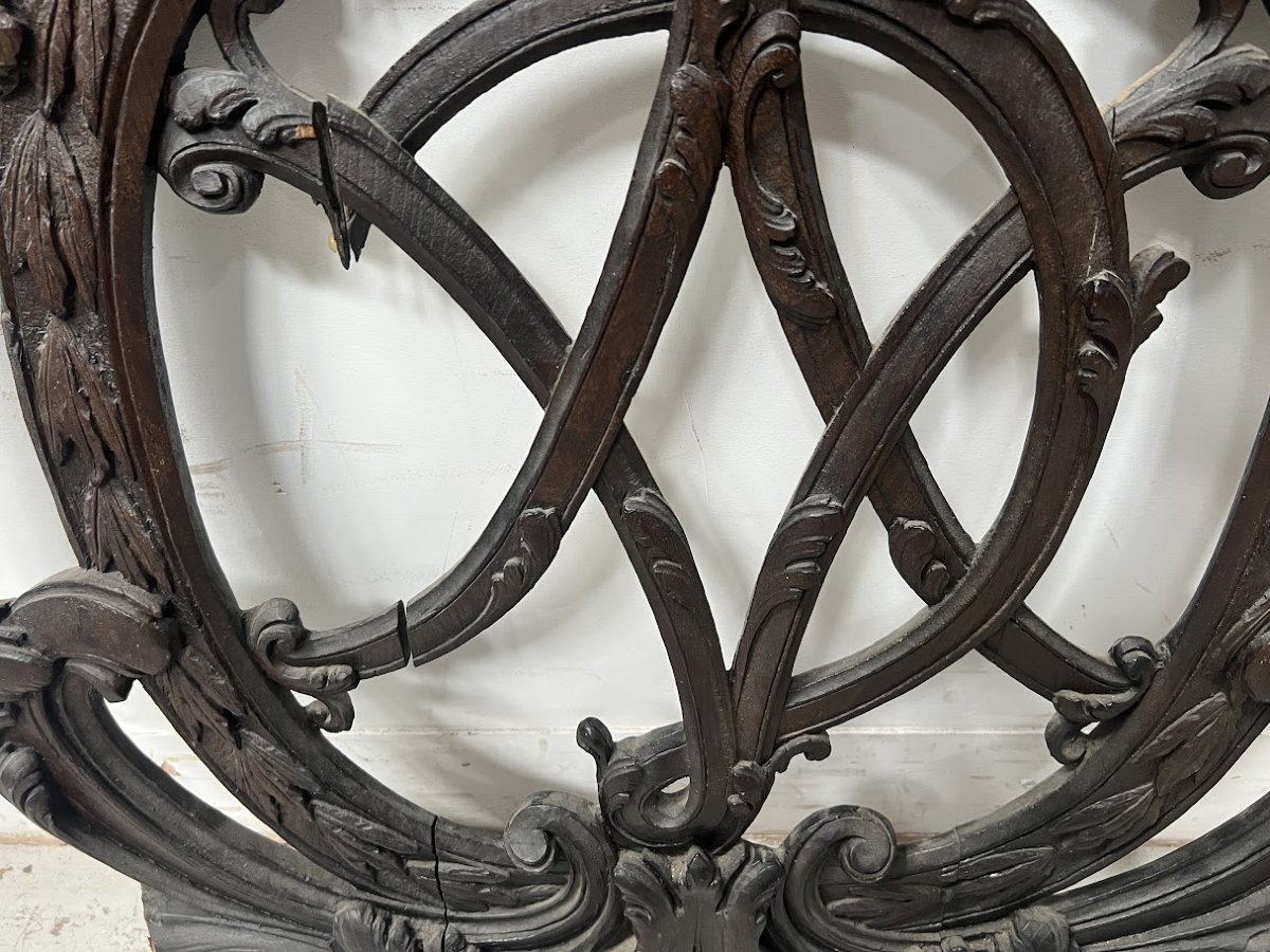 Architectural Element In Carved Oak Monogrammed 18th Century-photo-3