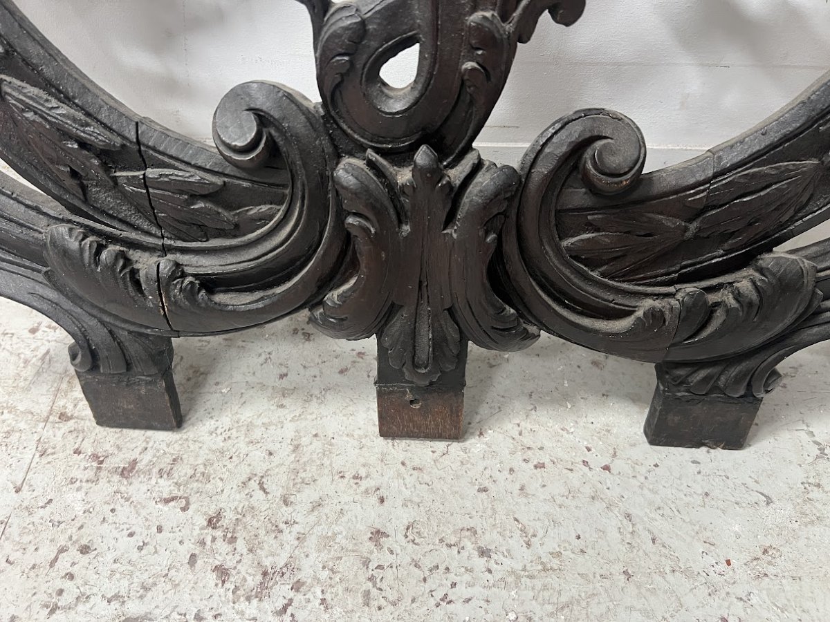 Architectural Element In Carved Oak Monogrammed 18th Century-photo-4