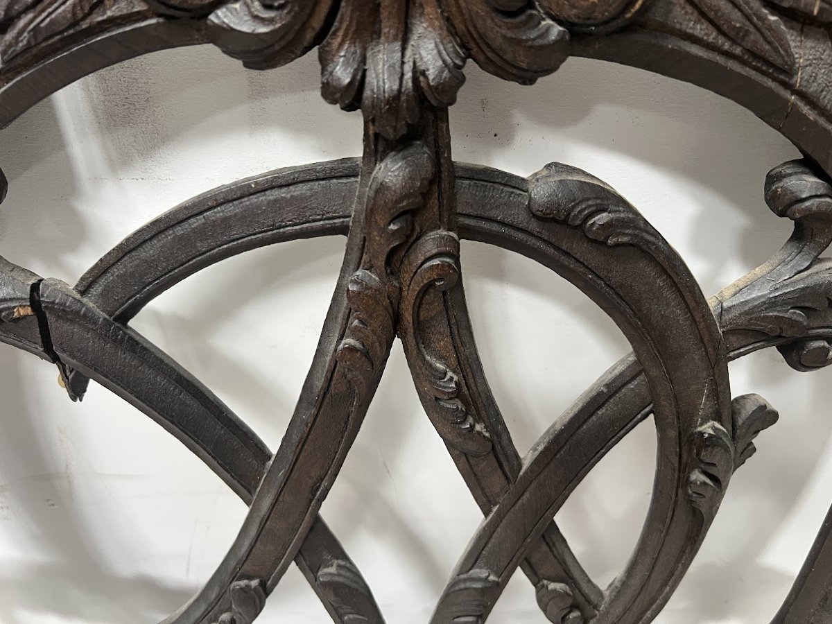 Architectural Element In Carved Oak Monogrammed 18th Century-photo-6