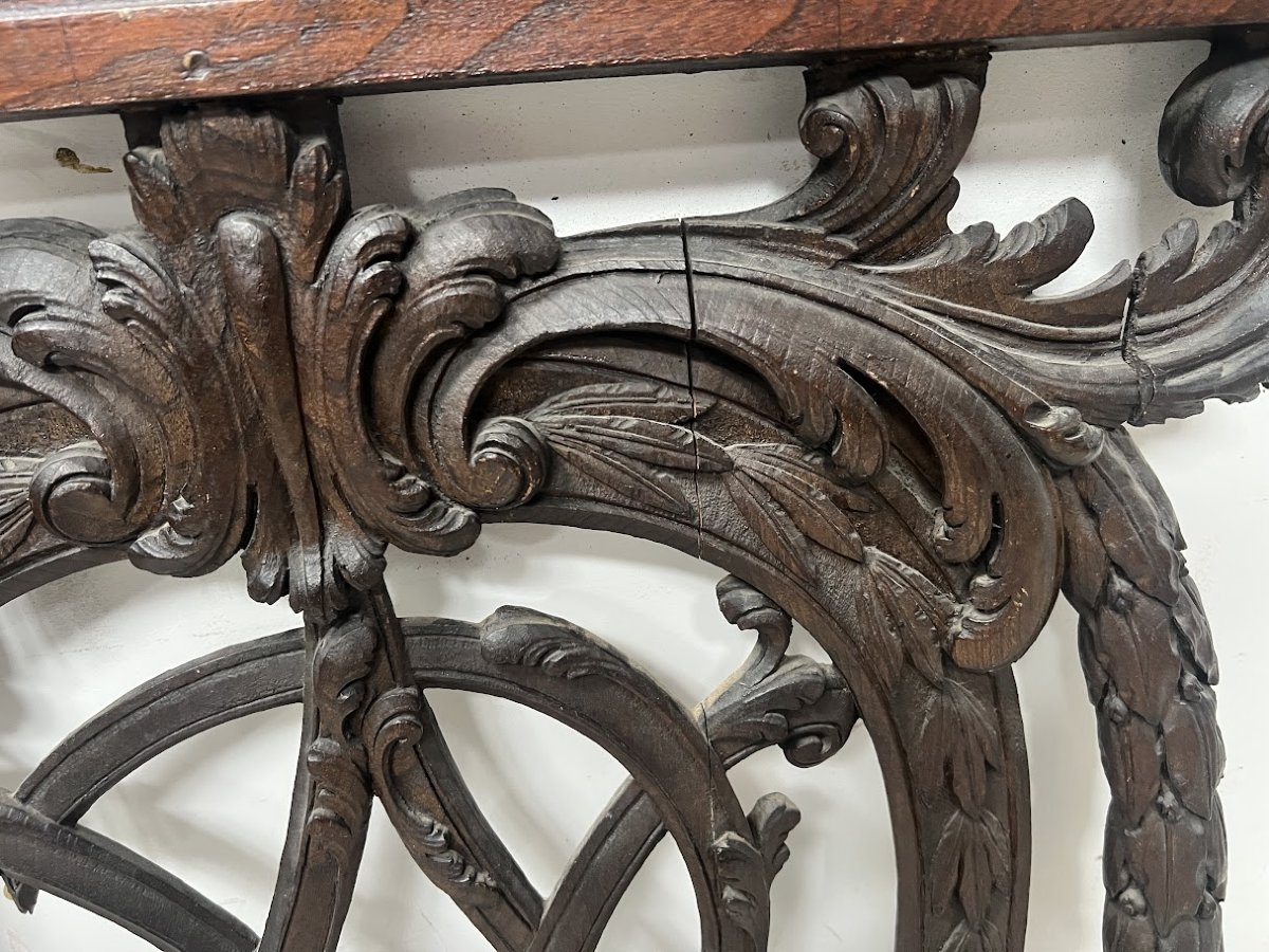Architectural Element In Carved Oak Monogrammed 18th Century-photo-7