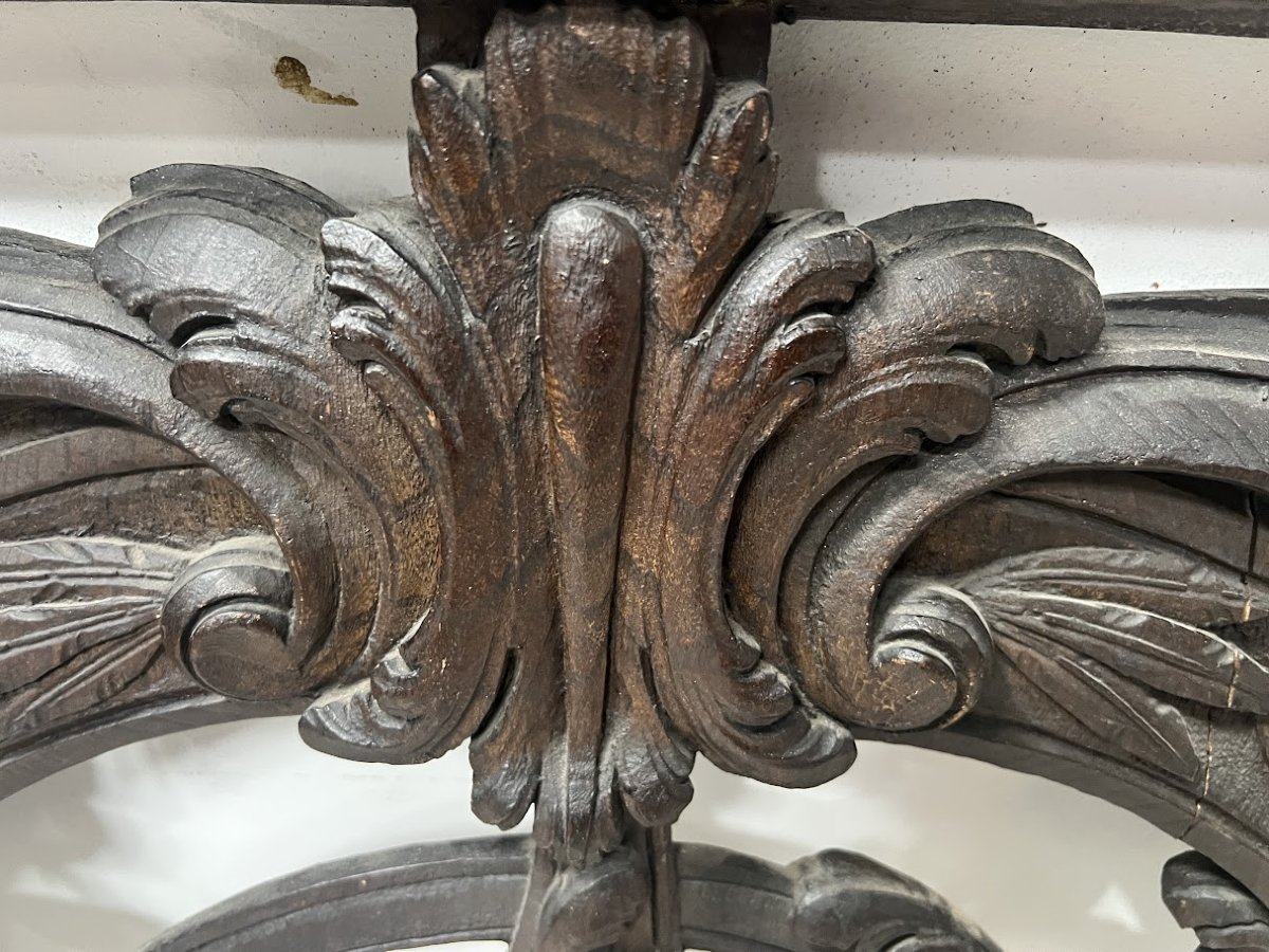 Architectural Element In Carved Oak Monogrammed 18th Century-photo-8