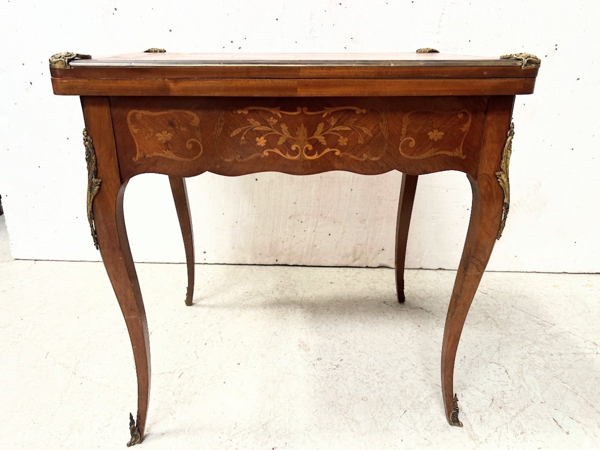 Louis XV Style Games Table With Inlaid Decoration XX Century-photo-2