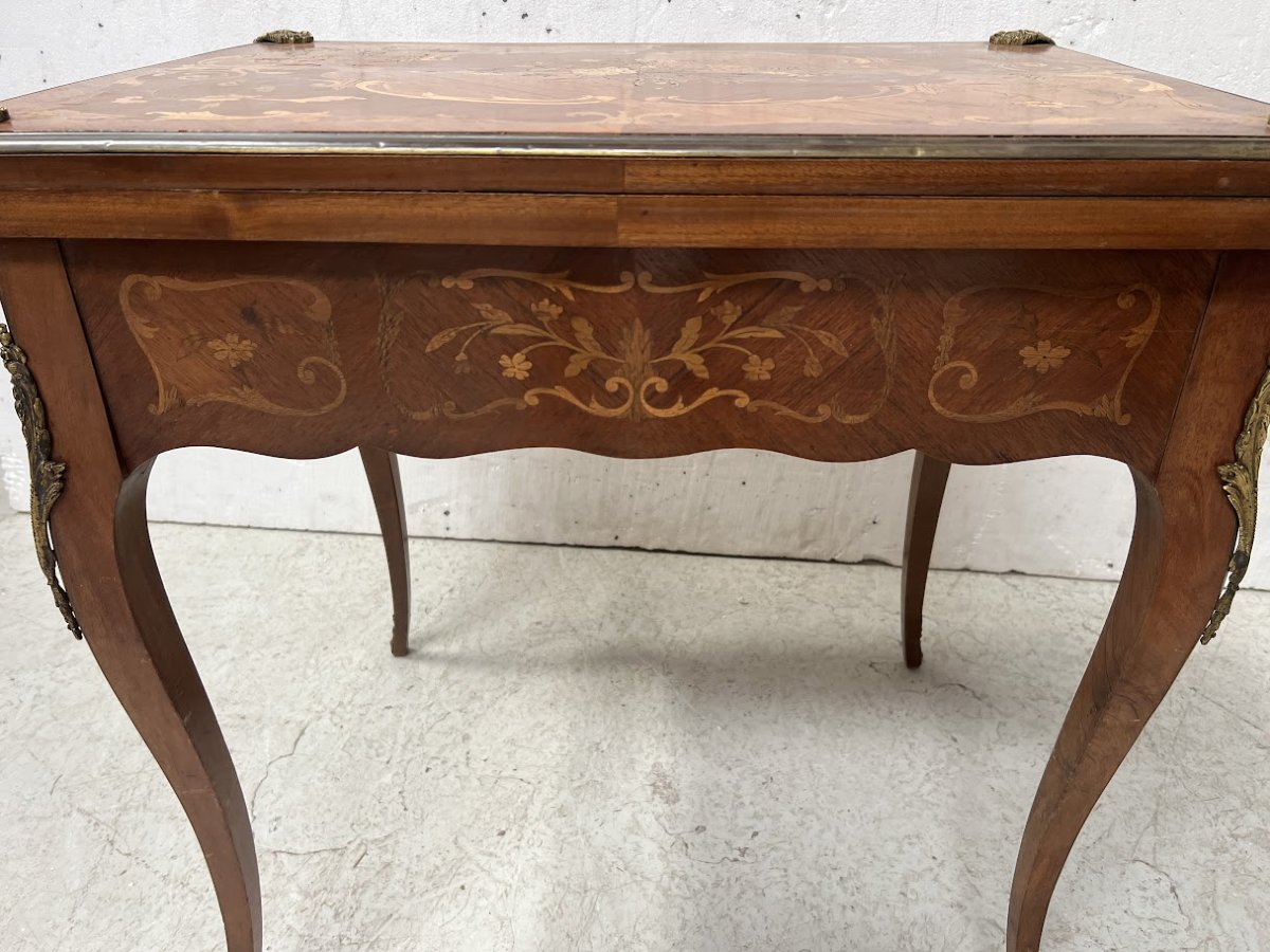 Louis XV Style Games Table With Inlaid Decoration XX Century-photo-3